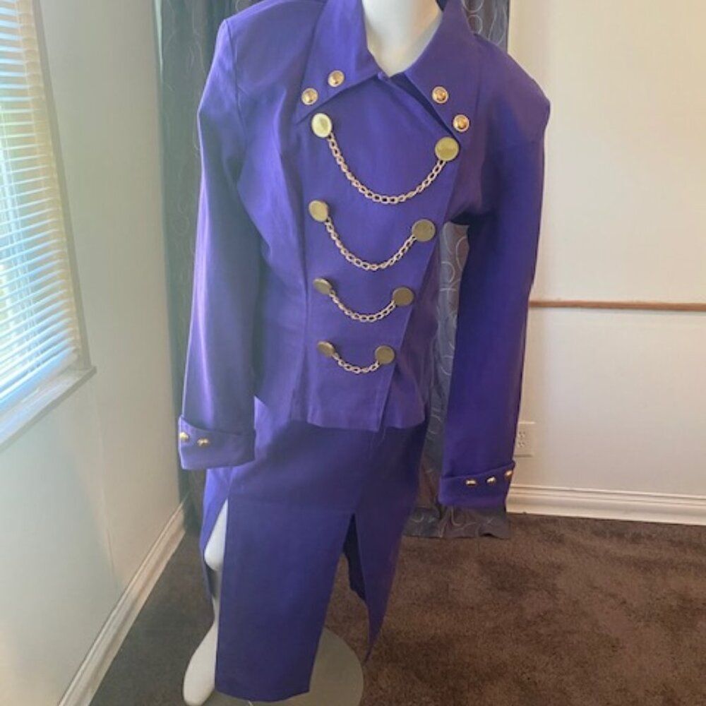 Capacity Unlimited Vintage Purple Military Style Blazer skirt set, size M